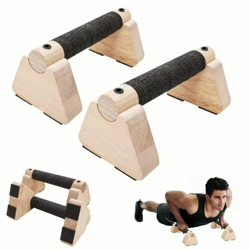 Paire de Barres de pompes en bois pour exercices de fitness, entraînement de musculation